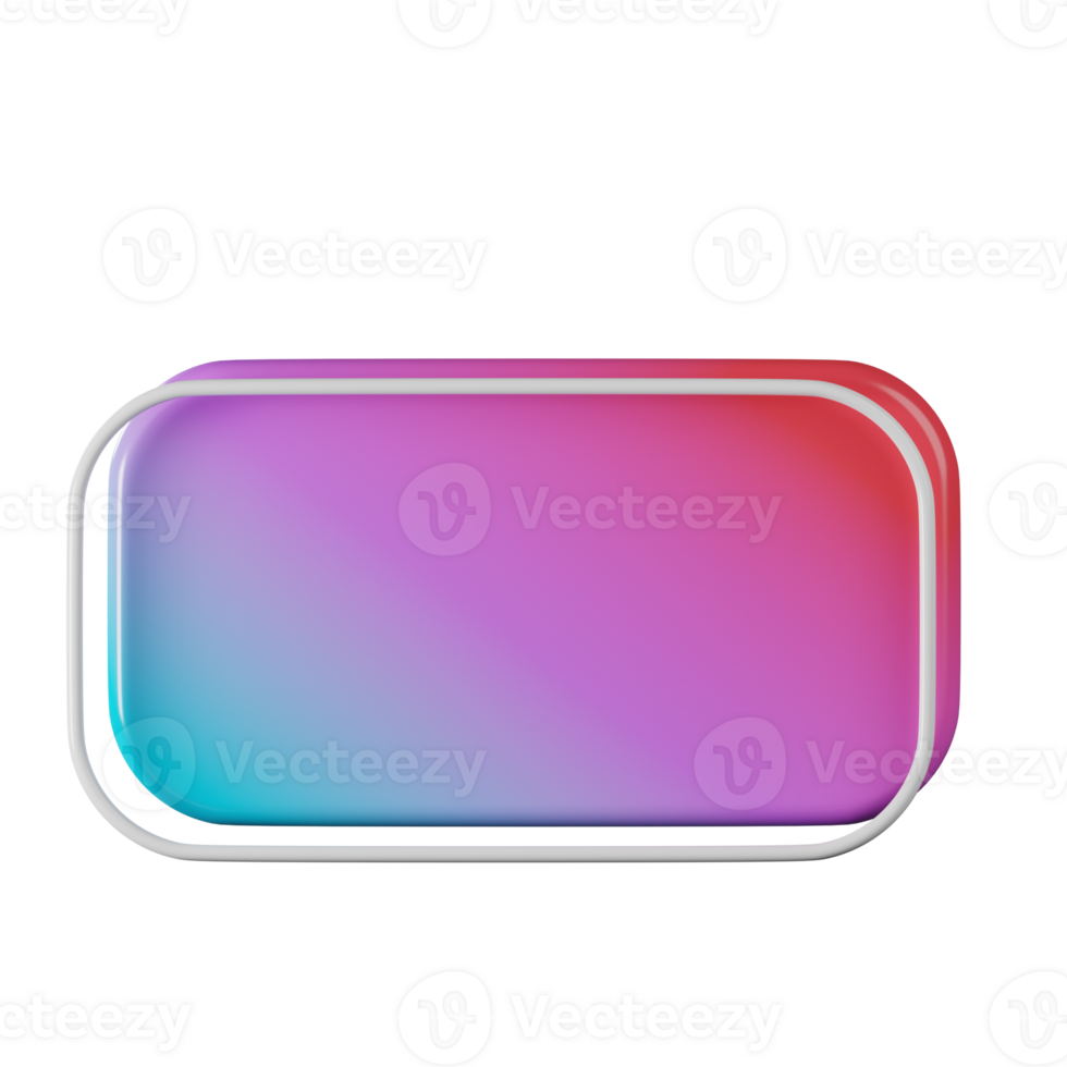 Rectangle shape, red blue gradient 3d rendering. png