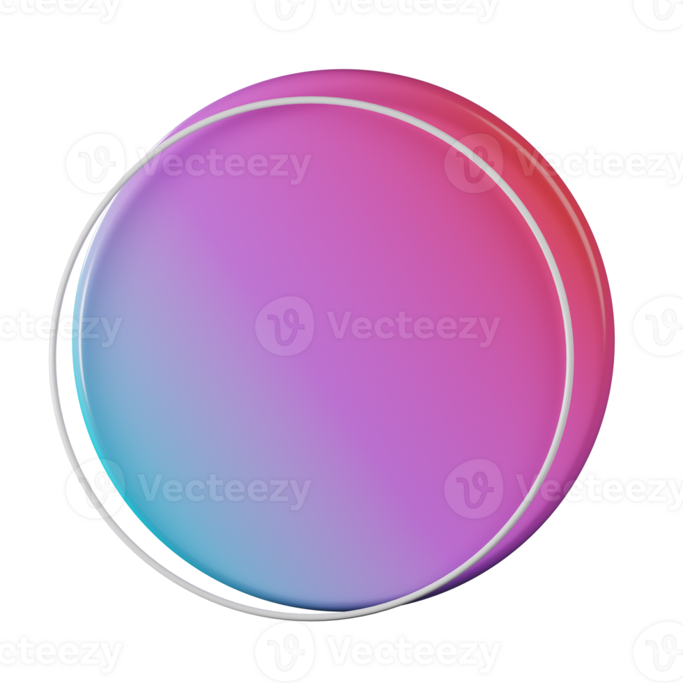 Circle shape, red blue gradient 3d rendering. png