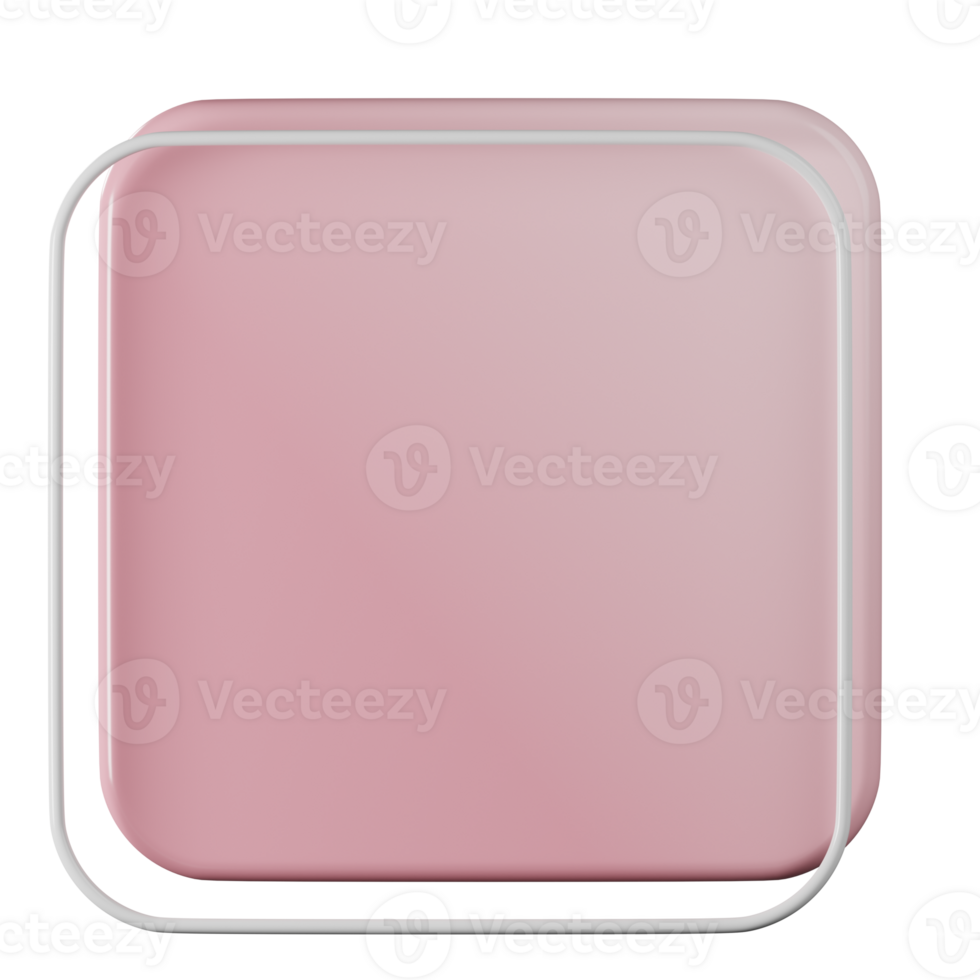 Square shape, pink gradient 3d rendering. png