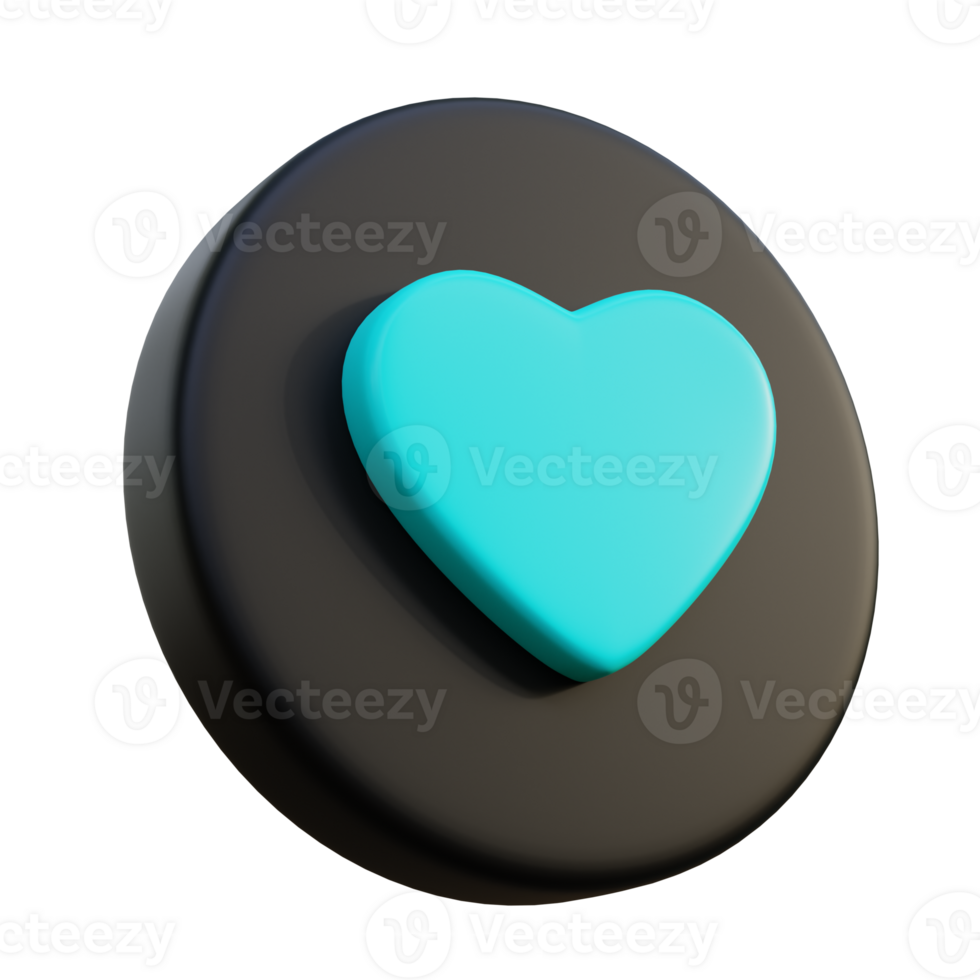 l'amour 3d icône sur noir cercle. png
