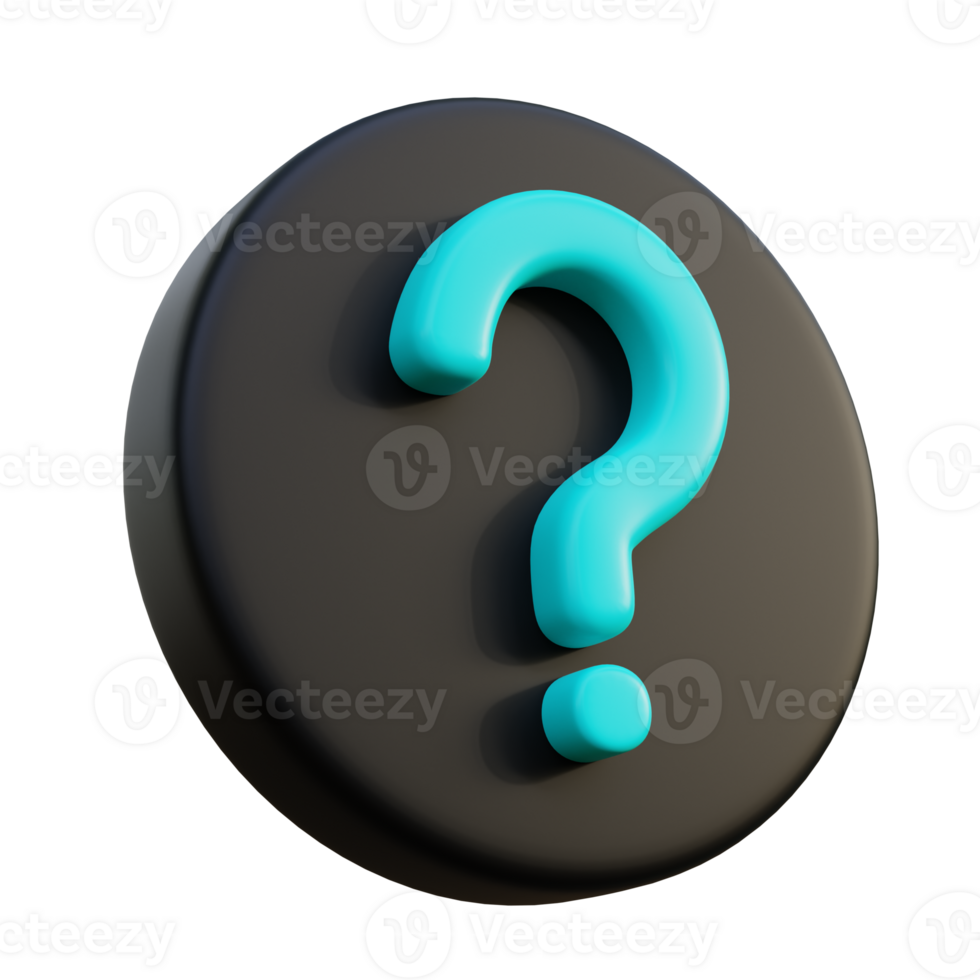 Question Mark 3D Icon on black circle. png