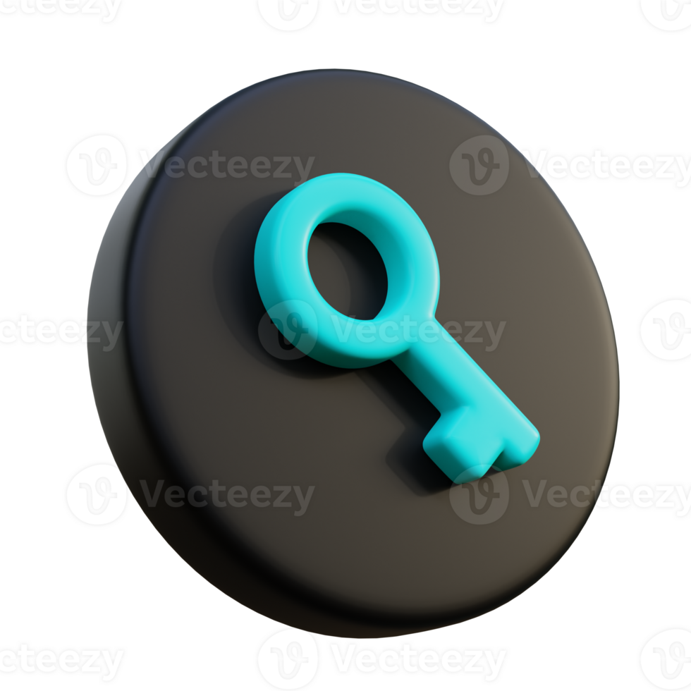 Key 3D Icon on black circle. png