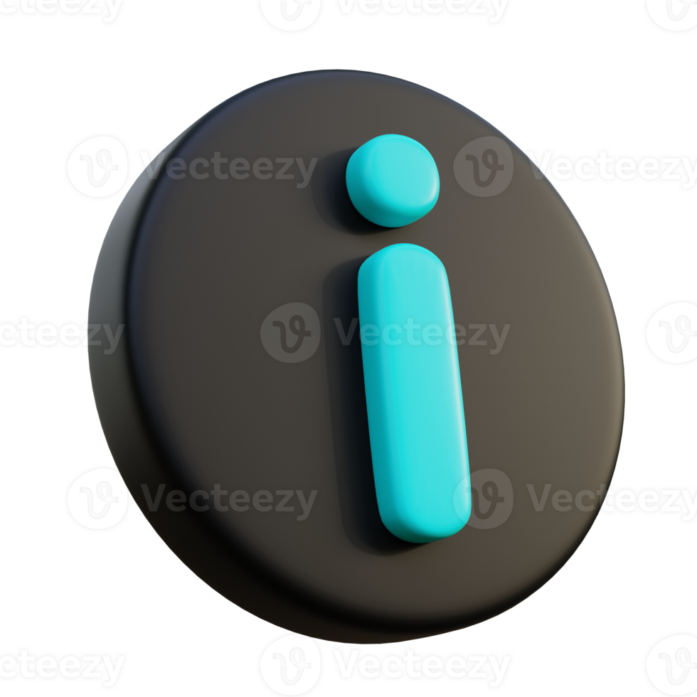 Information 3D Icon on black circle. png