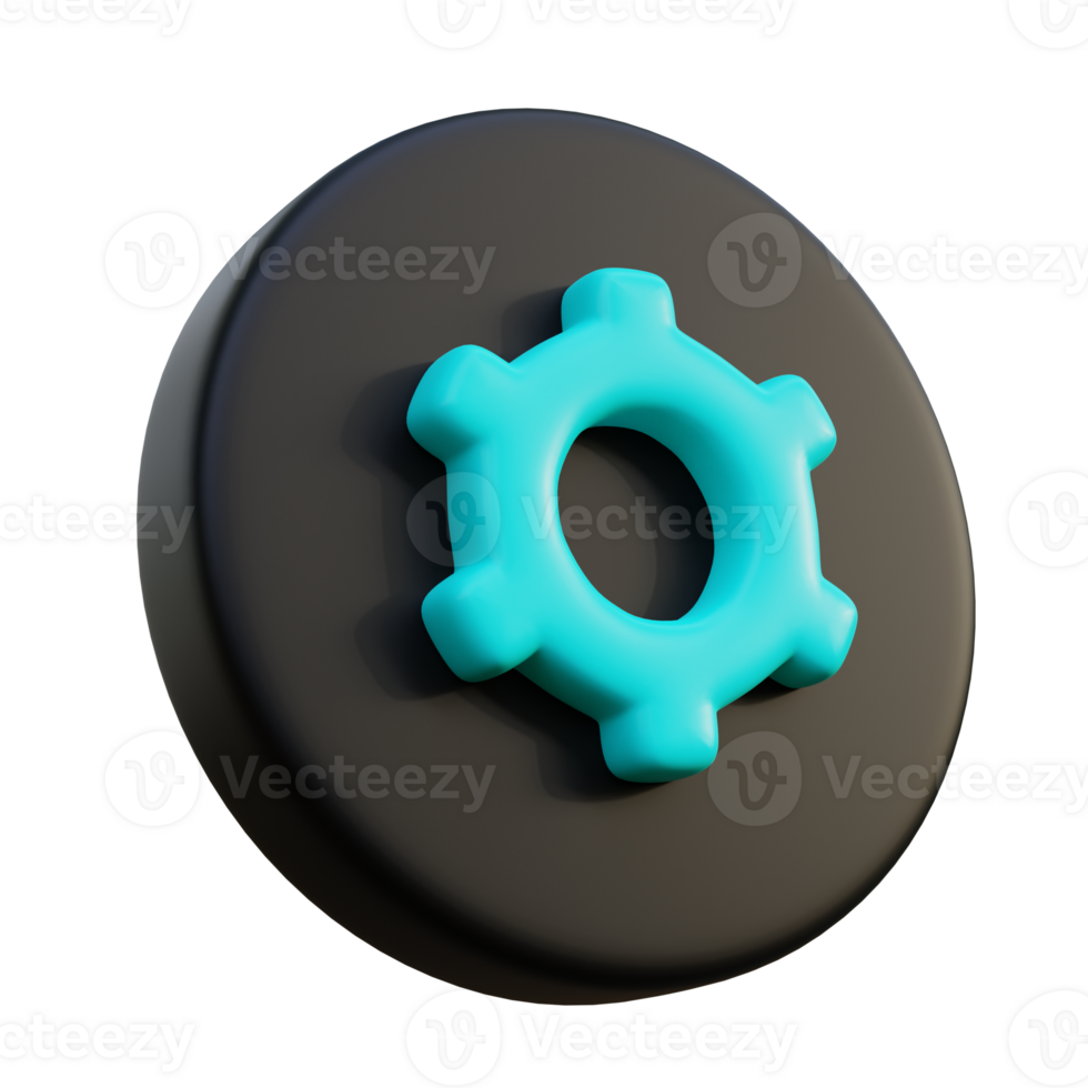 Setting 3D Icon on black circle. png