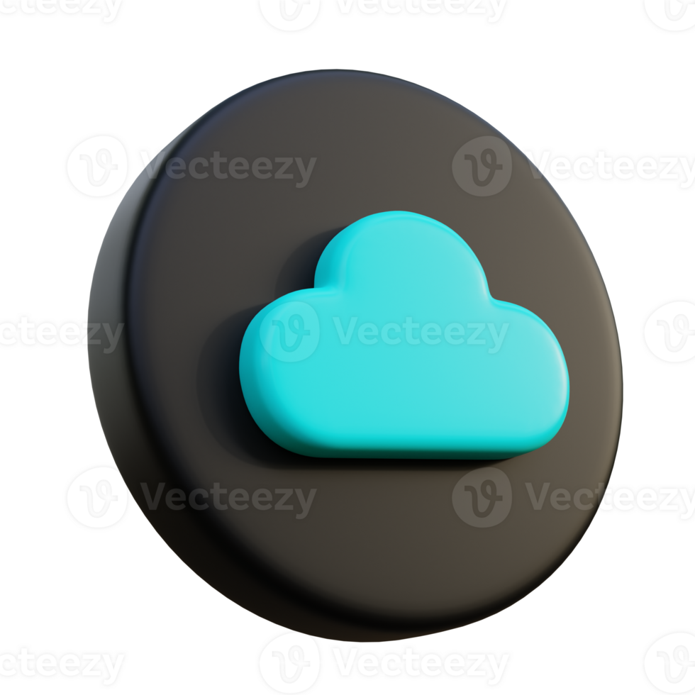 Cloud 3D Icon on black circle. png