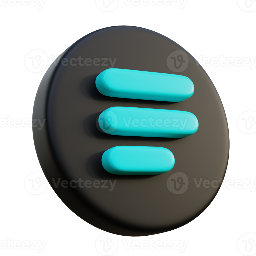 Text Paragraph 3D Icon on black circle. png