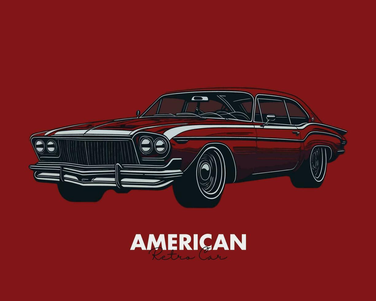 Vector retro car graphic illustration with t shirt design