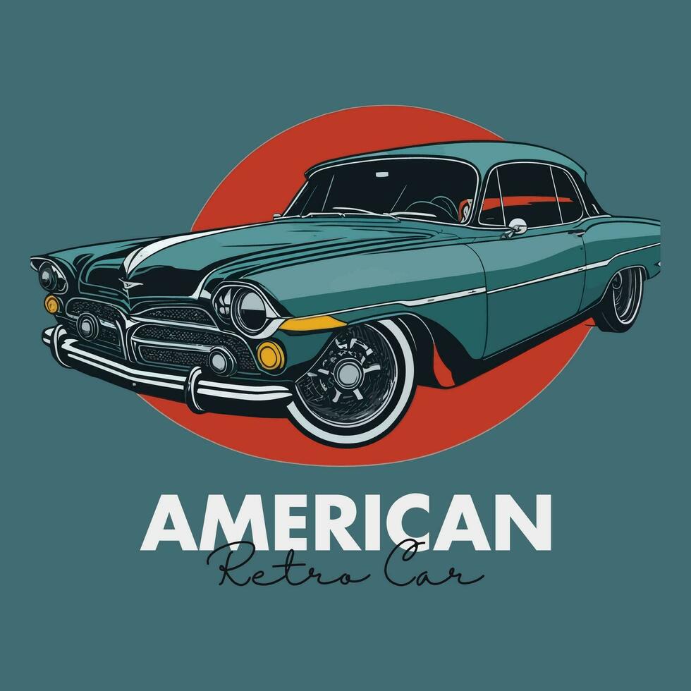 Vector retro car graphic illustration with t shirt design