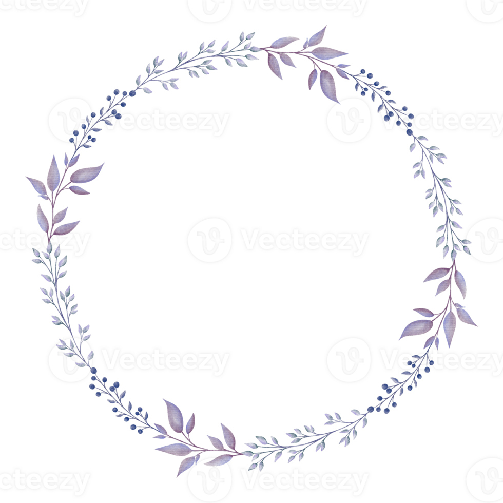 Watercolor Purple Flower Wreath png