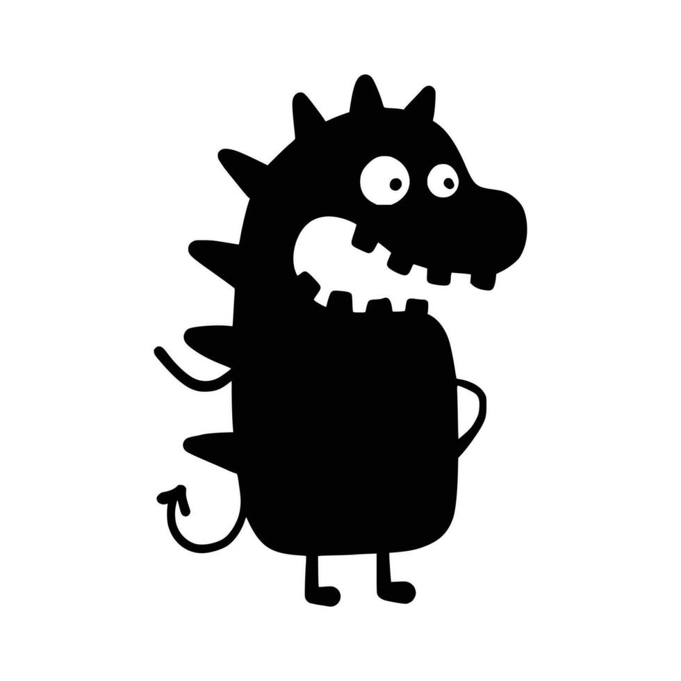 Cute monsters silhouette vector