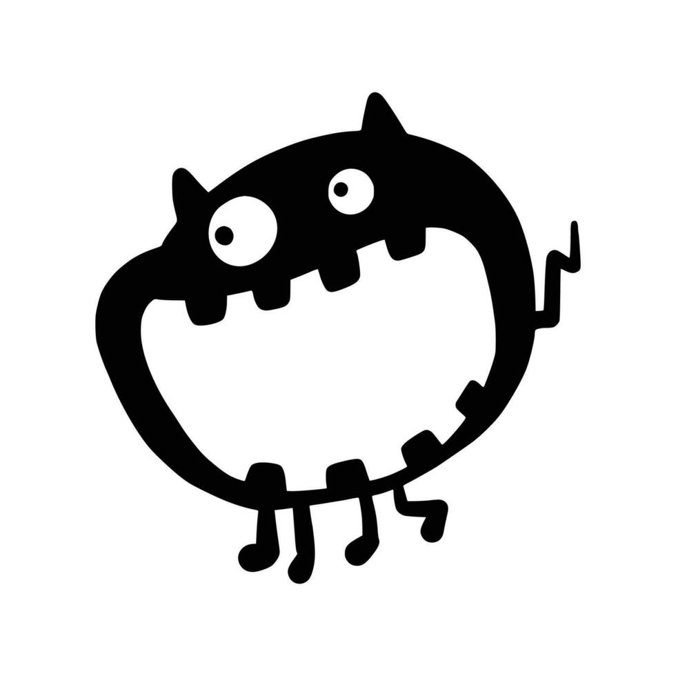 Cute monsters silhouette vector