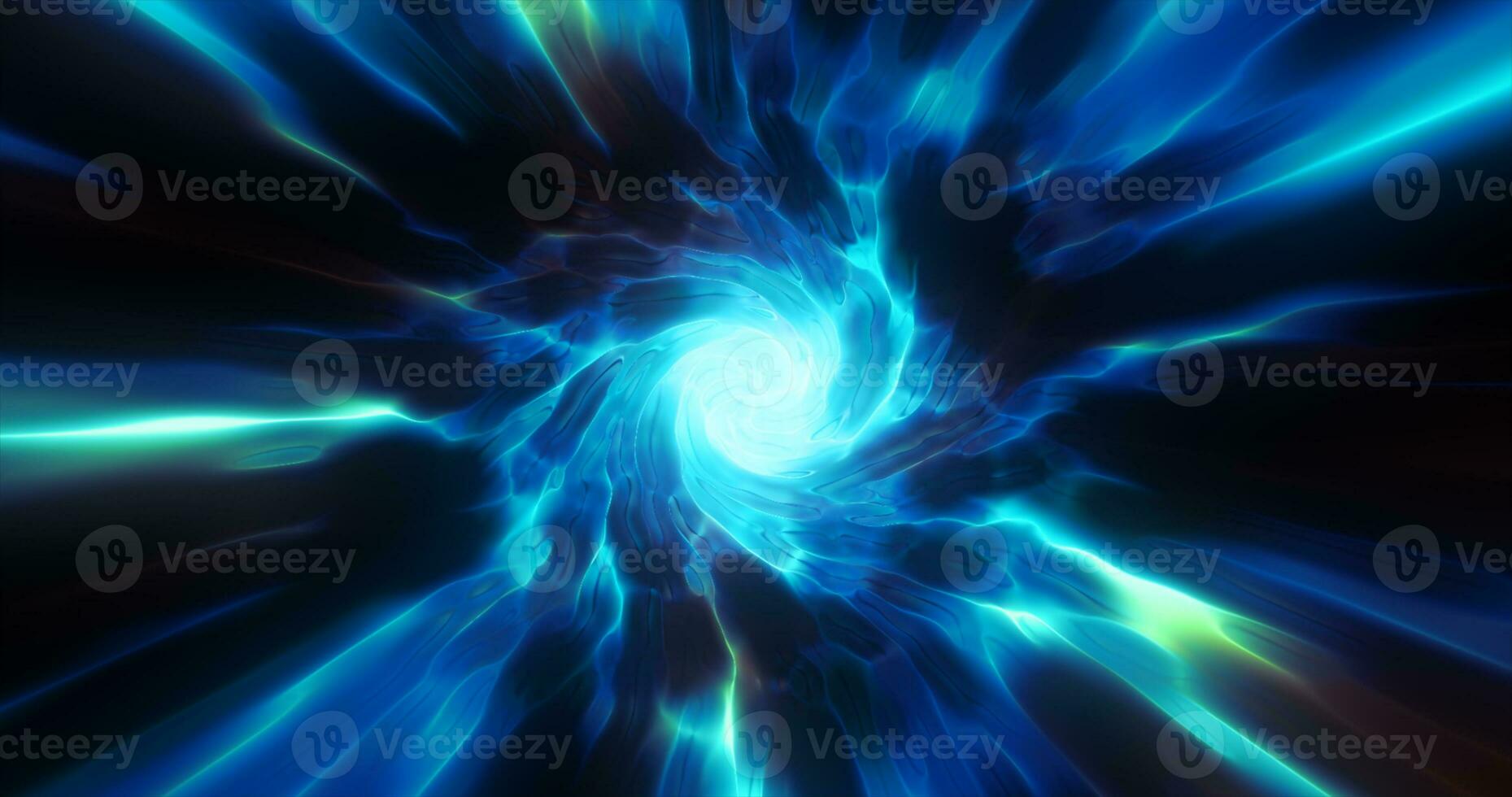 Blue hypertunnel spinning speed space tunnel made of twisted swirling energy magic glowing light lines abstract background photo