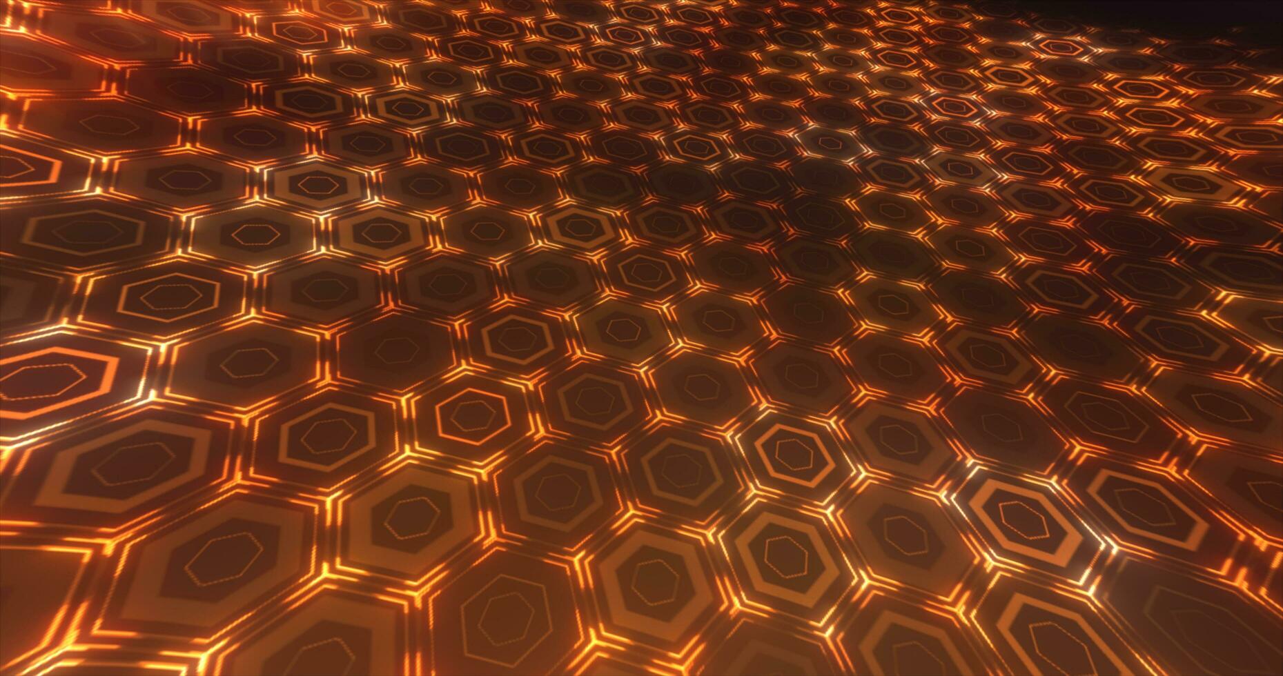 Abstract yellow orange background pattern of hexagons glowing futuristic digital energy magical bright photo