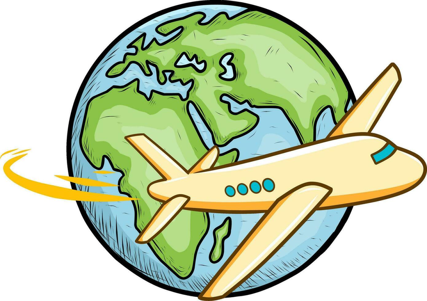 airplane flying around the world vector