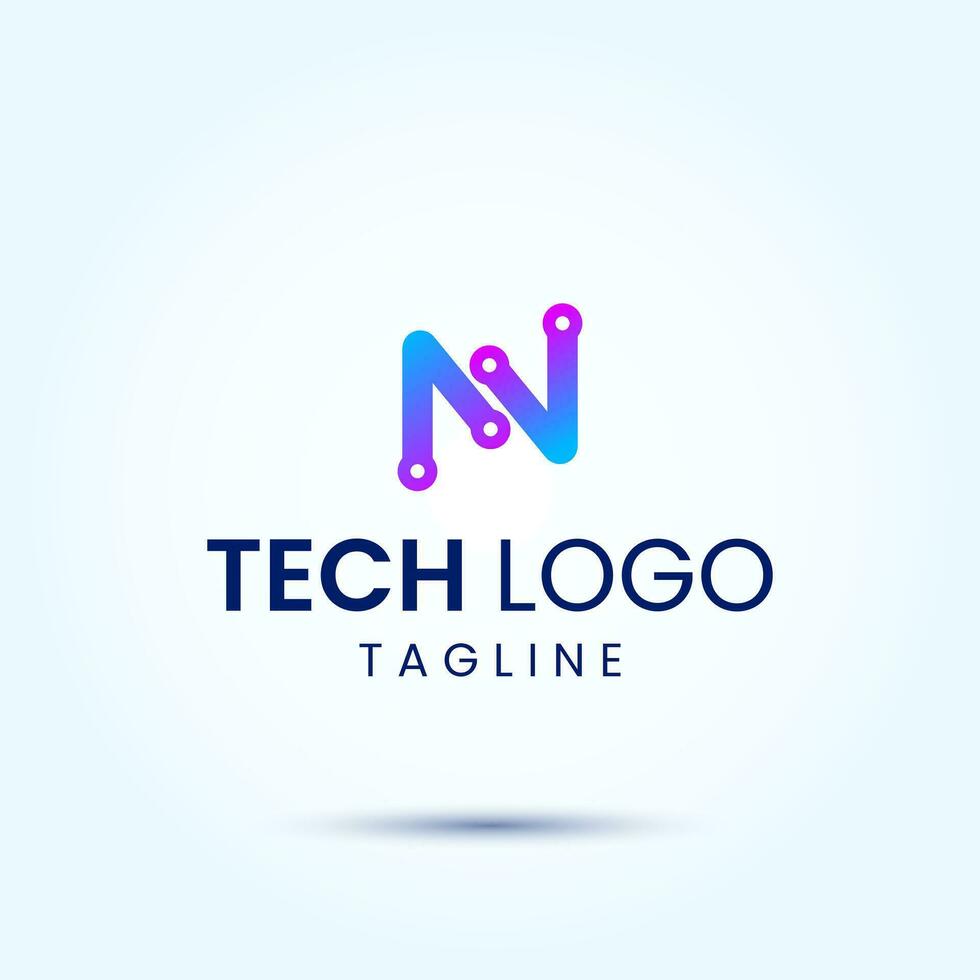 Creative letter N technology logo design template vector
