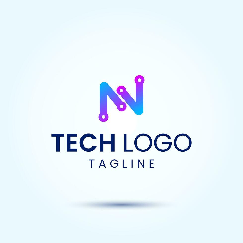Creative letter N technology logo design template vector