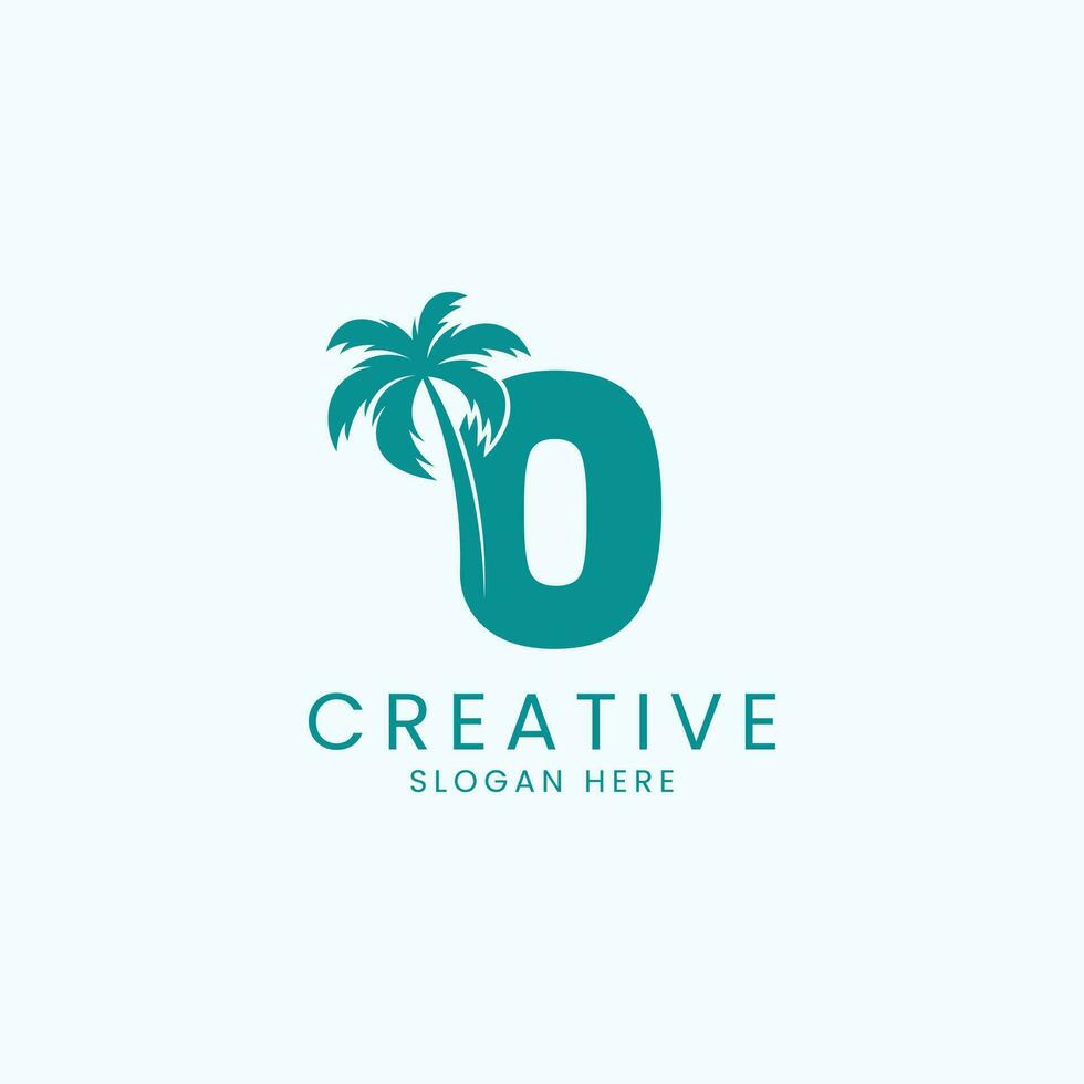 Beach Palm Tree With Letter O Logo Design Vector Image