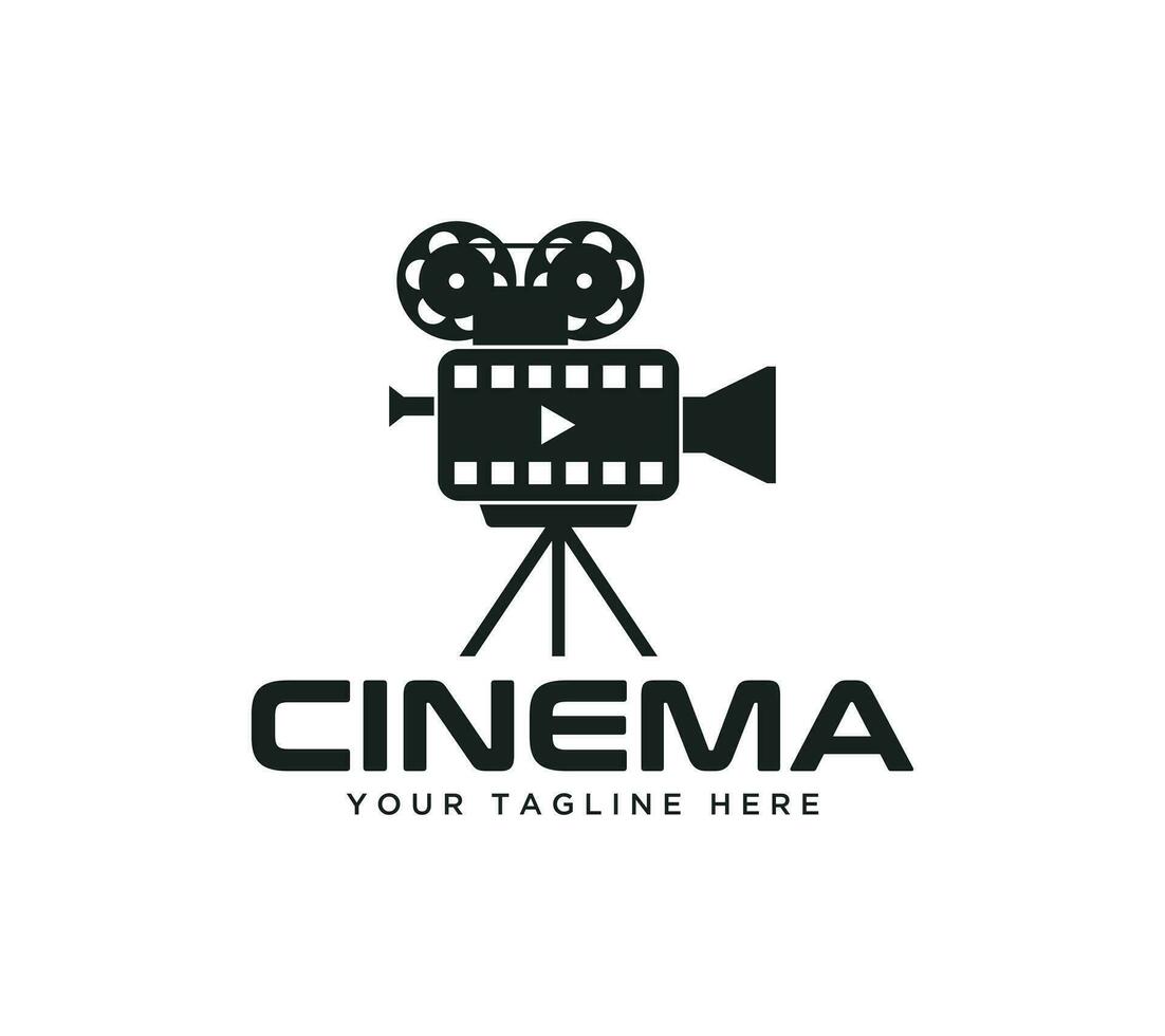 cine película cámara logo diseño en blanco fondo, vector ilustración.