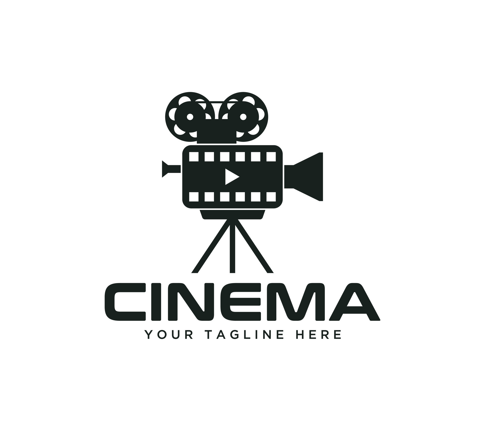 Cinema Film Camera logo design on white background, Vector illustration
