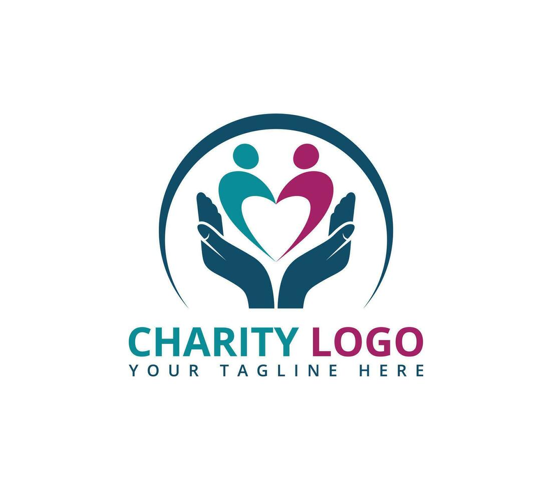 Charity logo design on white background, Vector illustration.