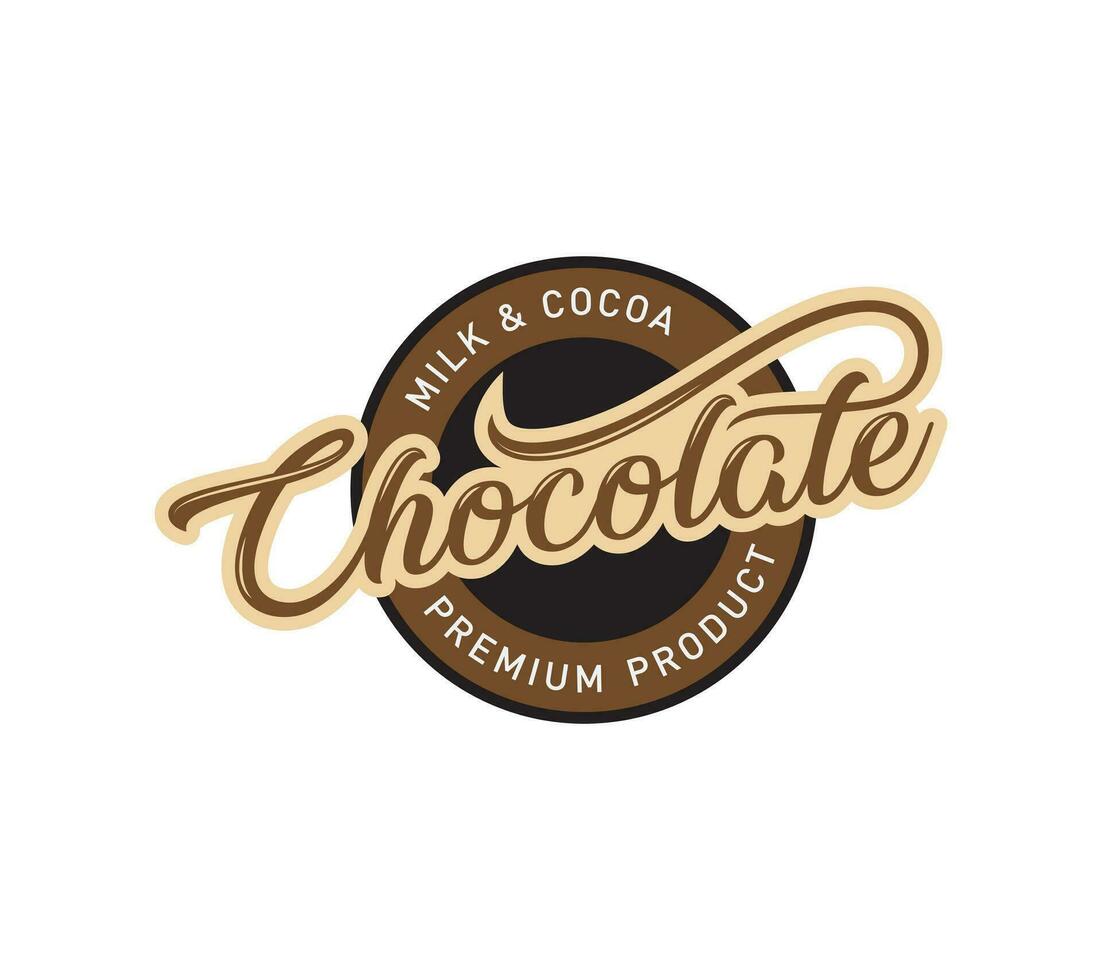 Chocolate typography handwritten calligraphy logo design On white background, Vector illustration.