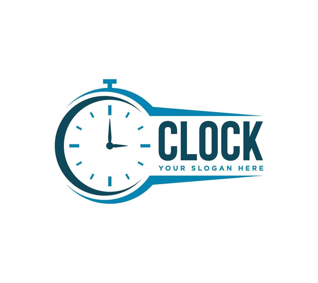 Clock text style logo design on white background, Vector illustration.