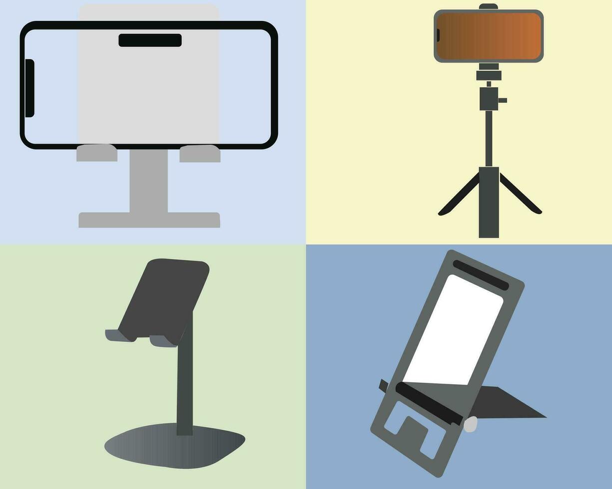 A set of icons for phone holders For site design, a flat set of vector icons representing holders for phones