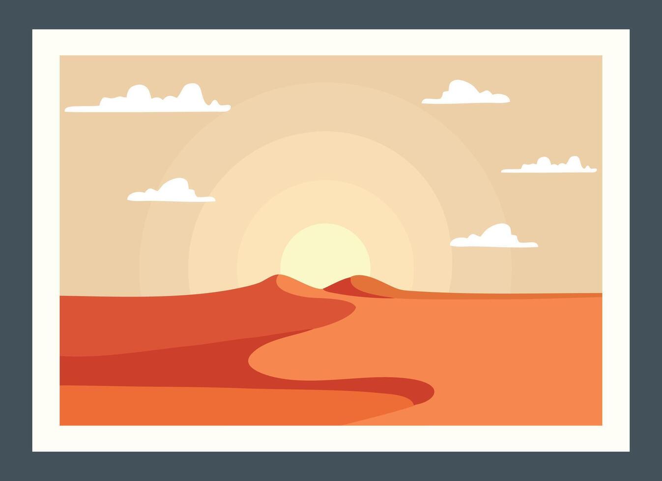 desert sunset painting design, illustration of sunset in the desert, wall decoration. home decoration painting. vector