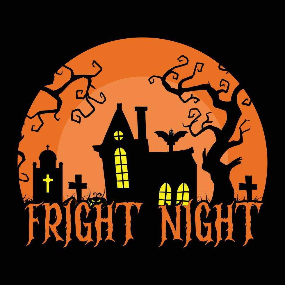 Fright Night Tshirt Design - Halloween Vector Design