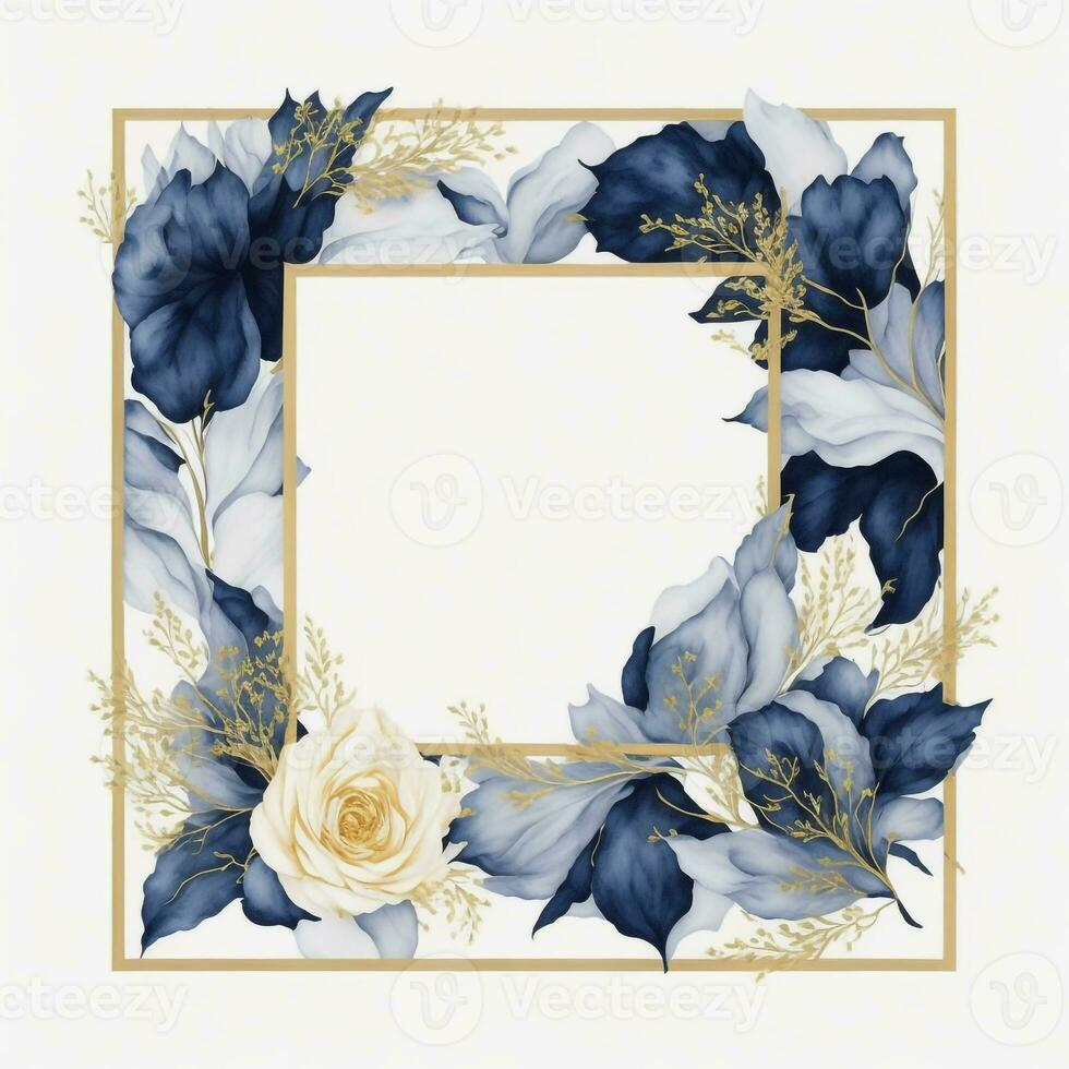 watercolour painted floral border design generative ai. photo