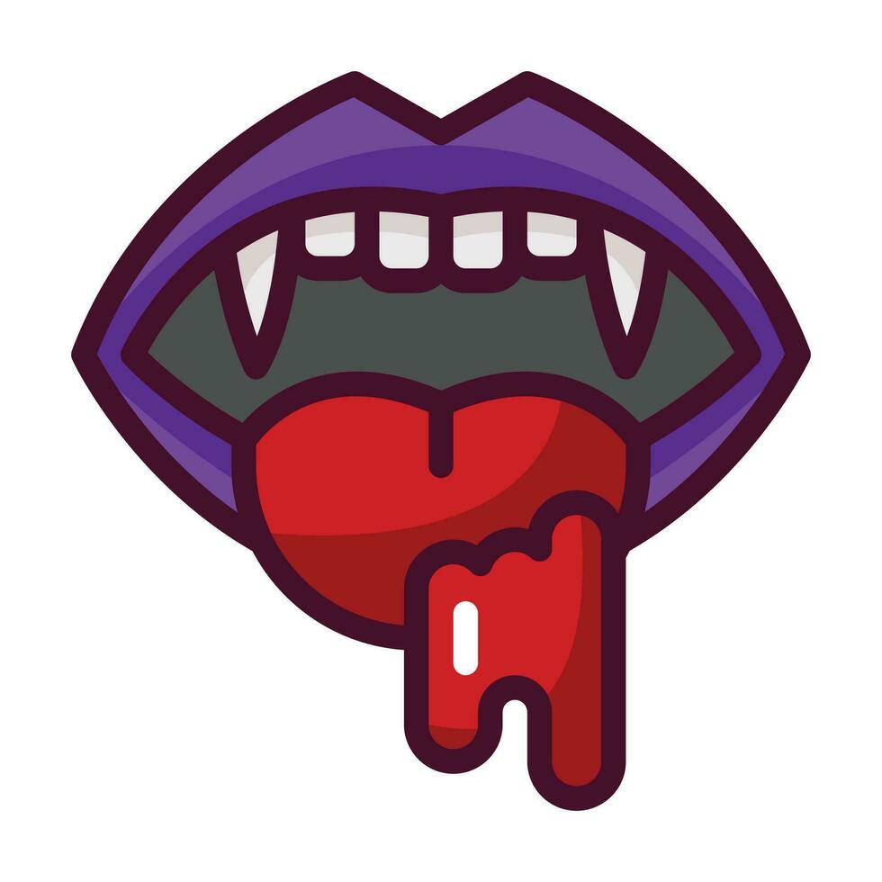 vampiro dientes lleno línea icono vector
