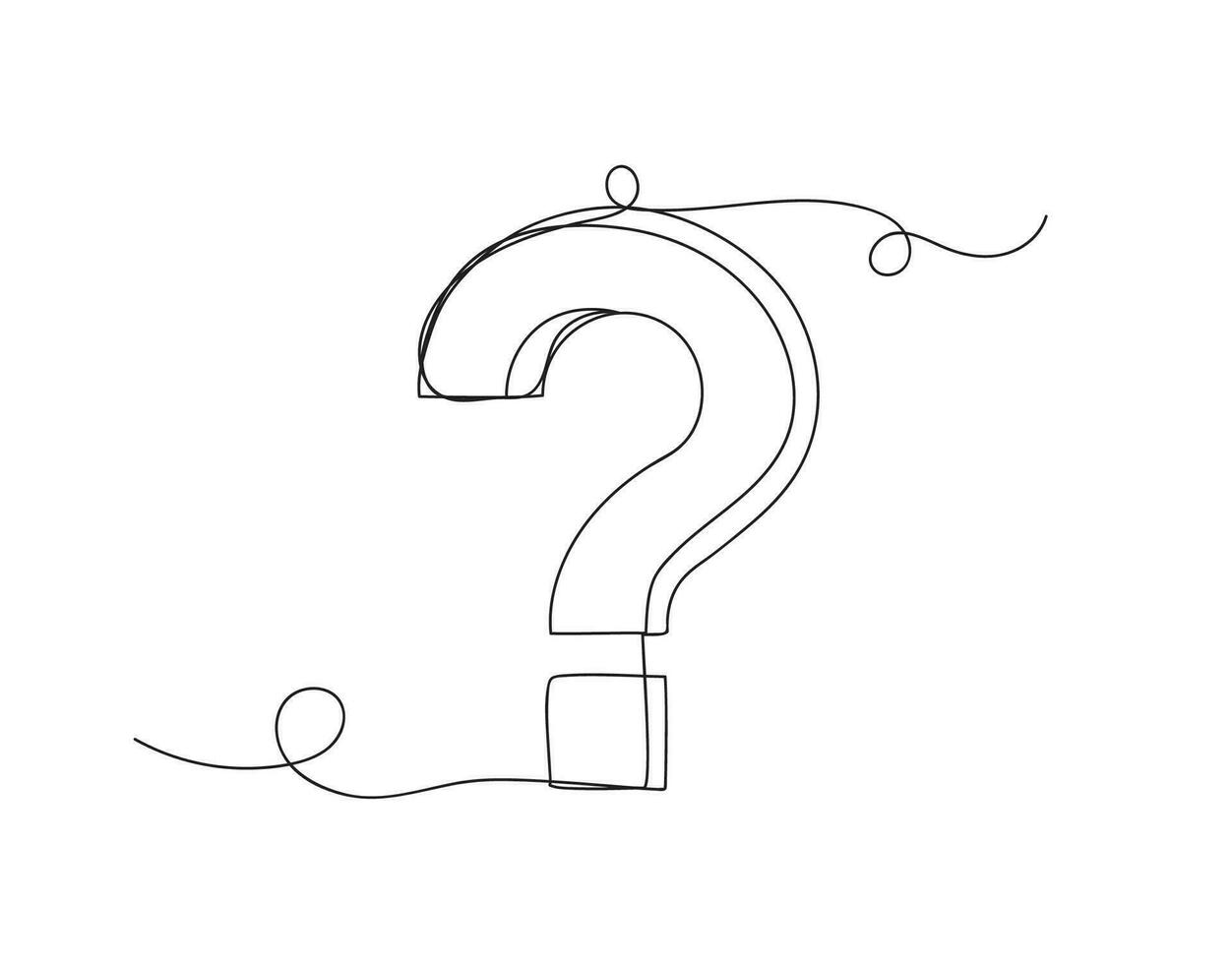 Continuous one line question mark shape isolated. vector