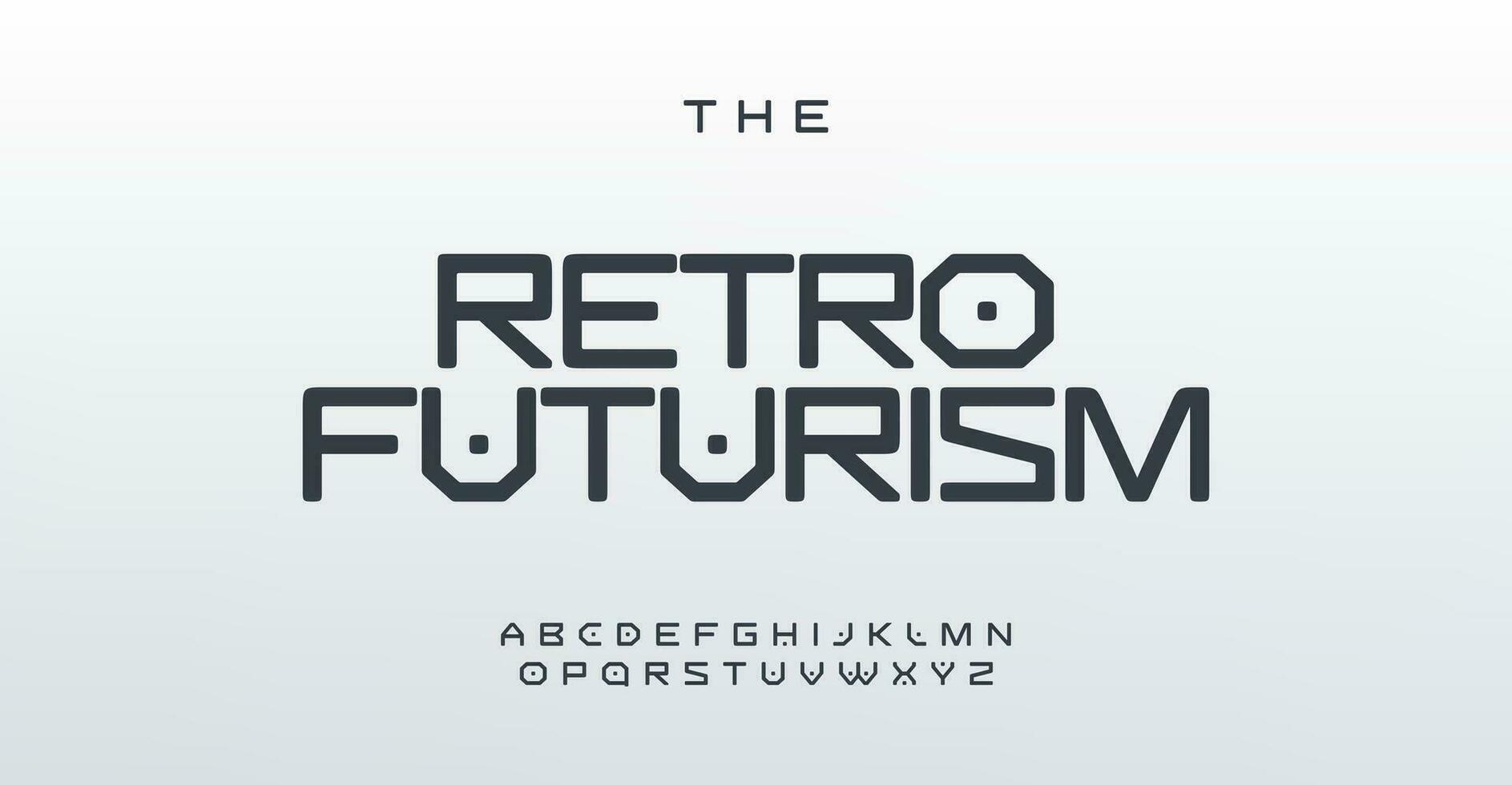 Sleek minimalistic font inspired by sci-fi aesthetics. Perfect for modern logos and contemporary designs. Embrace the future with this cosmic typographic solution. vector