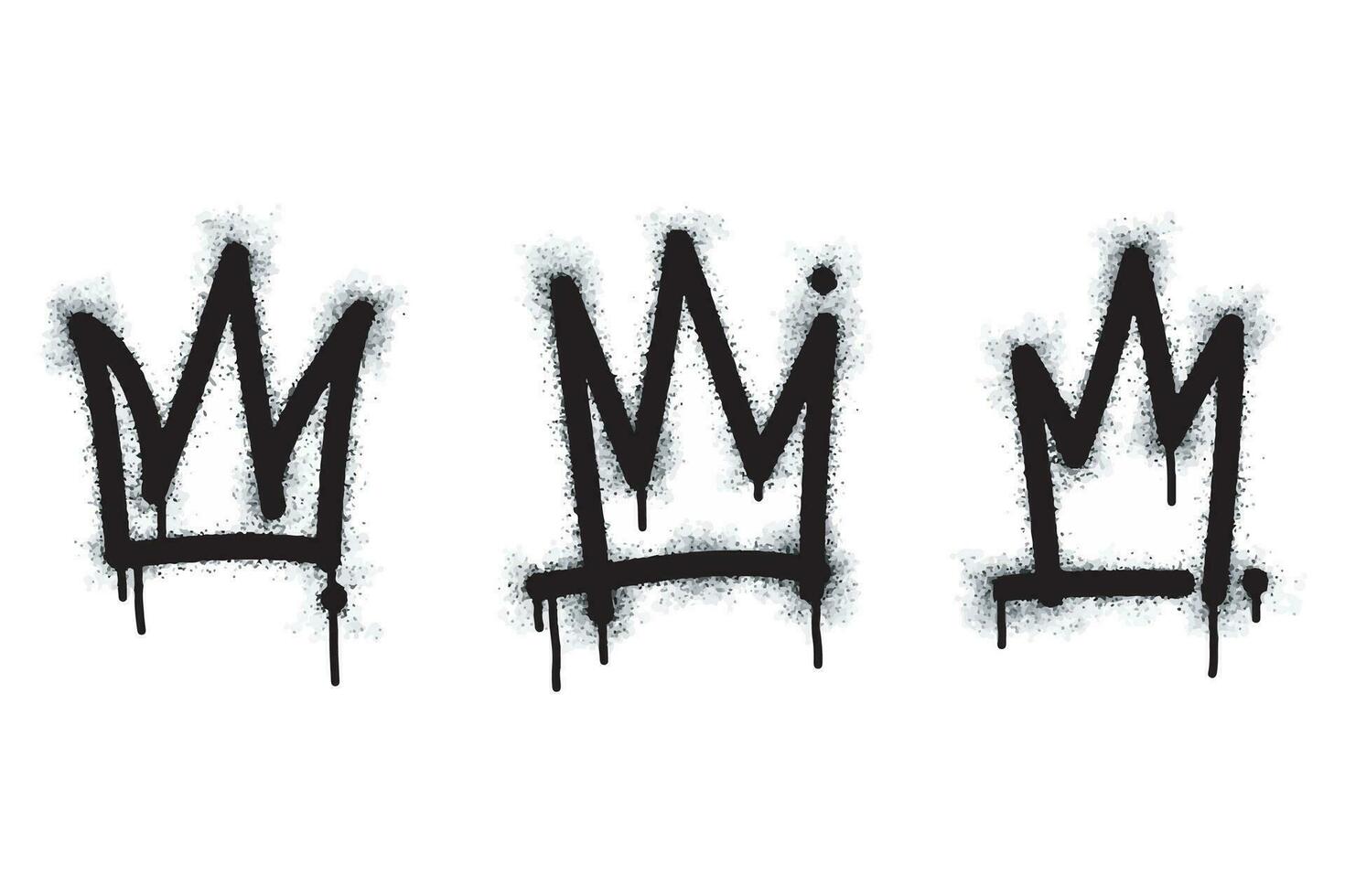 collection of Spray painted graffiti crown sign in black over white. Crown drip symbol. isolated on white background. vector illustration