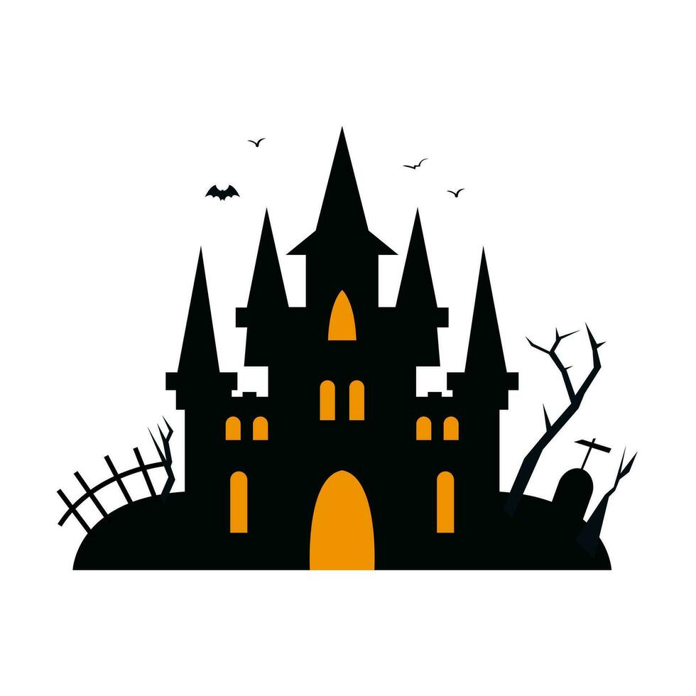 Halloween castle icon. Horror house building castle. Isolated vector illustration.