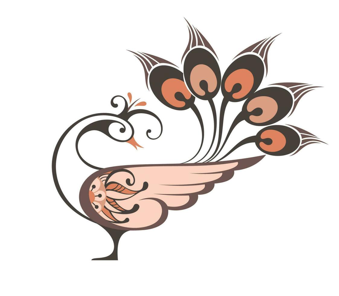 Magic Fairy Bird. Phoenix Bird. Mythical character. Ornamental Silhouette for your design. Vector illustration