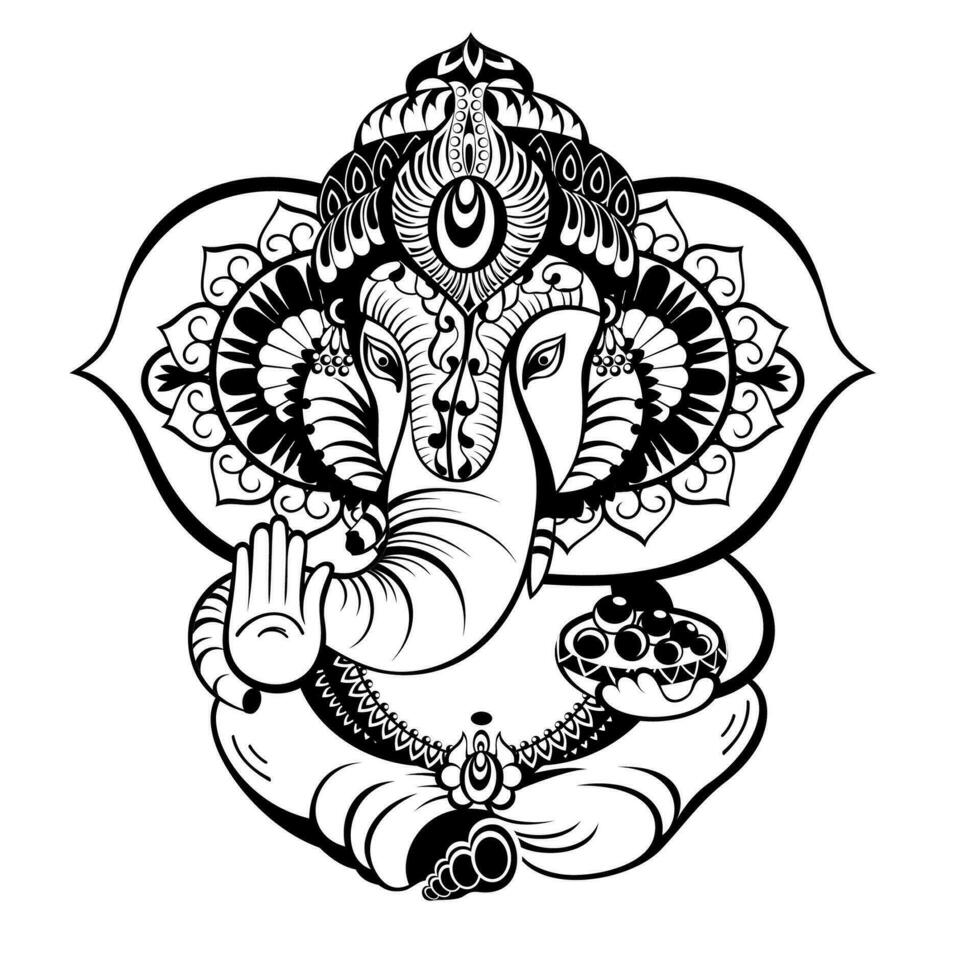 Lord Ganesha illustration. Indian Hinduism god lord Ganesha vector