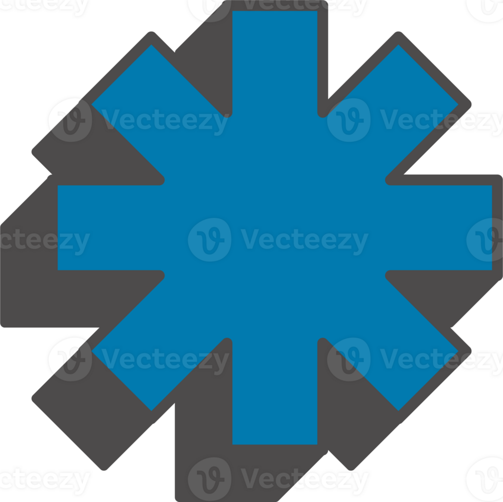 Abstract geometric element. Neobrutalism graphic shape. Minimal groovy Y2k retro sticker. Retro star snowflake png