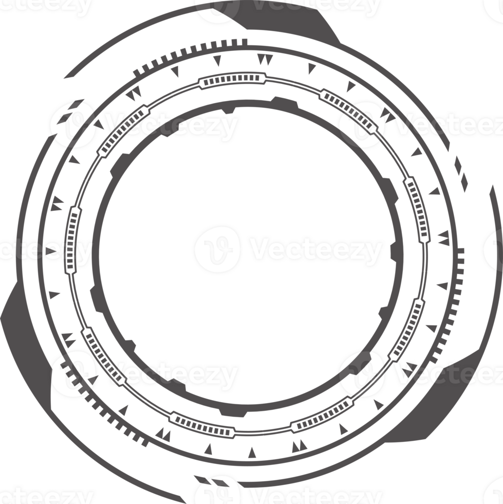HUD tech circle for digital technology games design. Graphic element for cyber interface. Round ui frame. Circular abstract icon. png