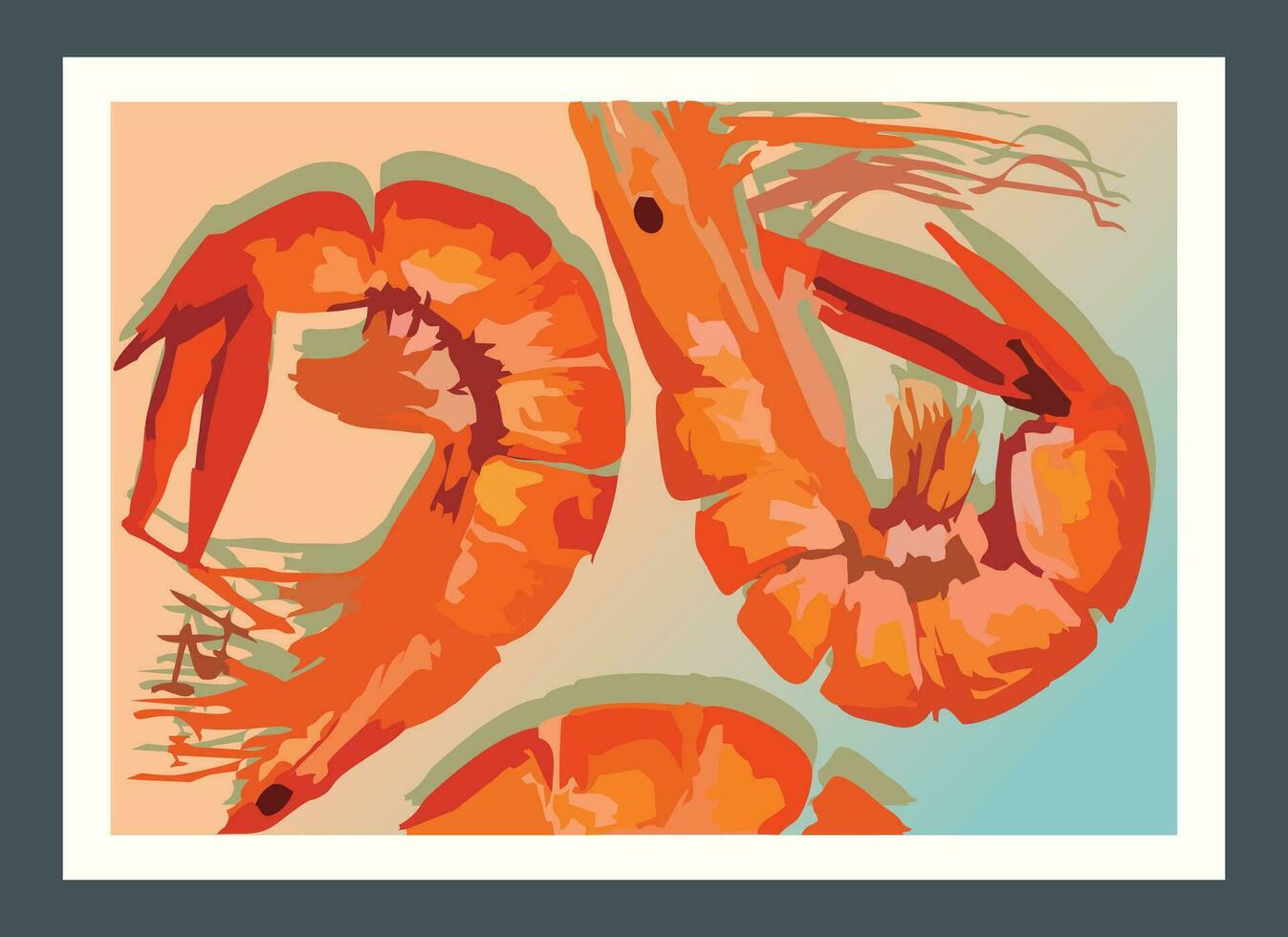 Shrimp painting designs, shrimp illustrations, dingding decorations. home decoration painting. vector