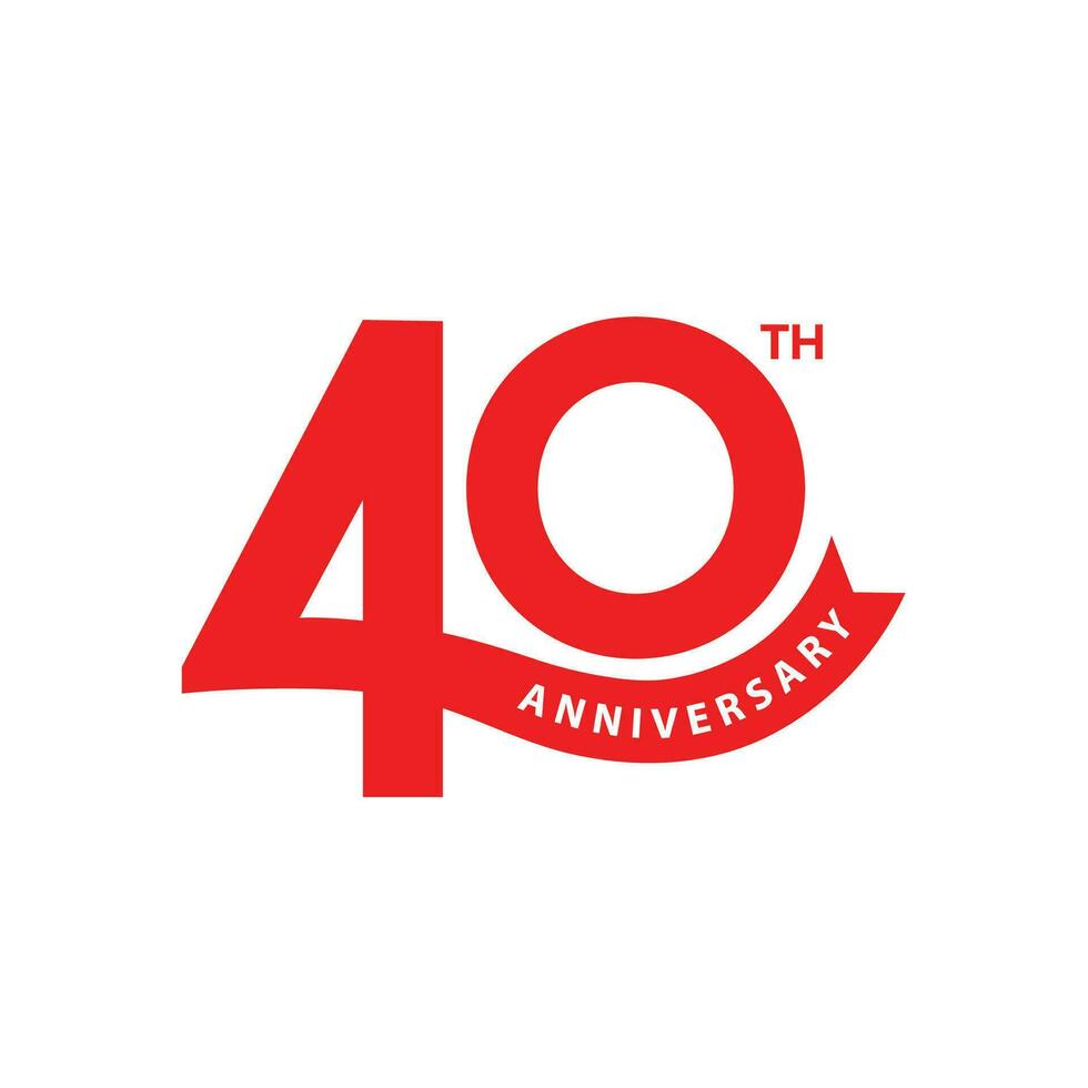 40 years anniversary logo template design. 40th anniversary icon, stamp, label with ribbon. Birthday celebration greeting card sign and symbol of number 40. vector