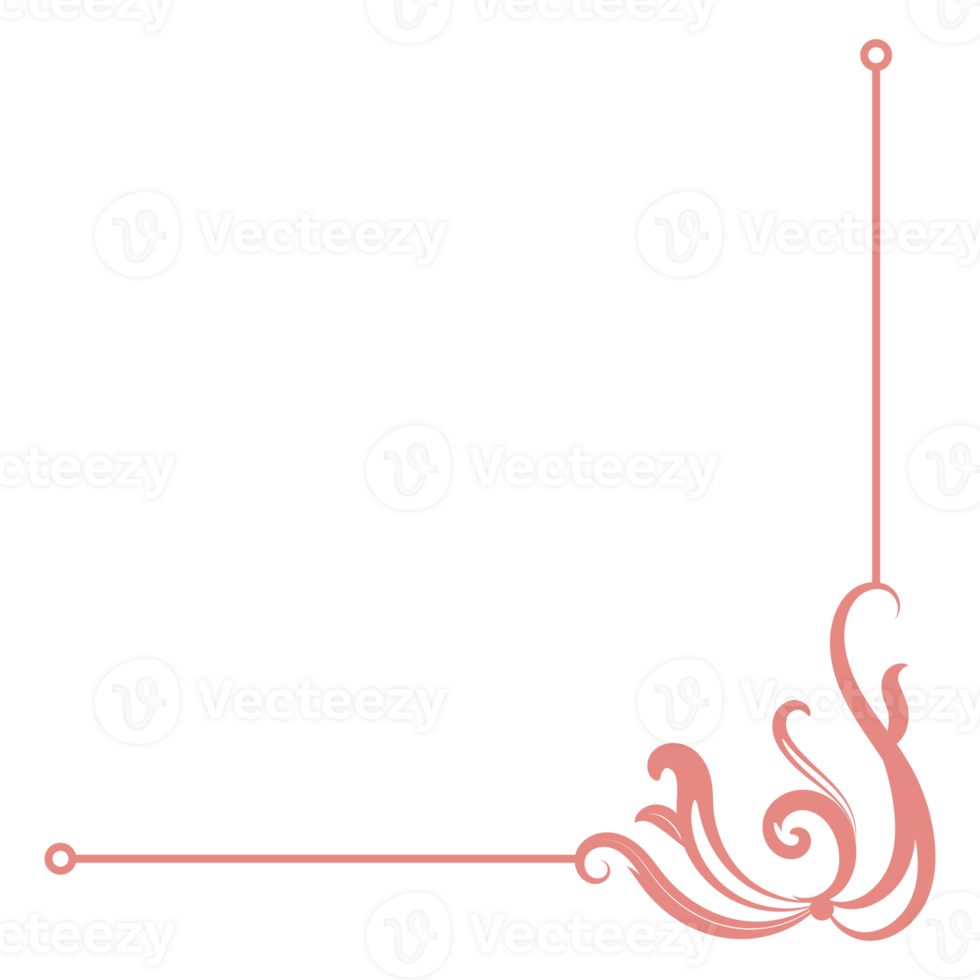 Clásico esquina, Delgado línea victoriano medio siglos lujoso rosado monograma marcos, diseño elementos recopilación, resumen iconos, sencillo símbolos de flores png