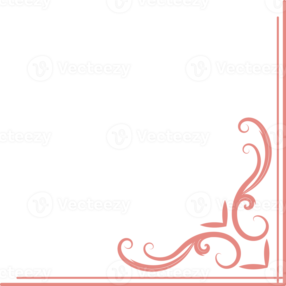 Vintage corner, thin line Victorian Middle Ages Fancy pink monogram frames, design elements collection, abstract icons, simple symbols of flowers. png