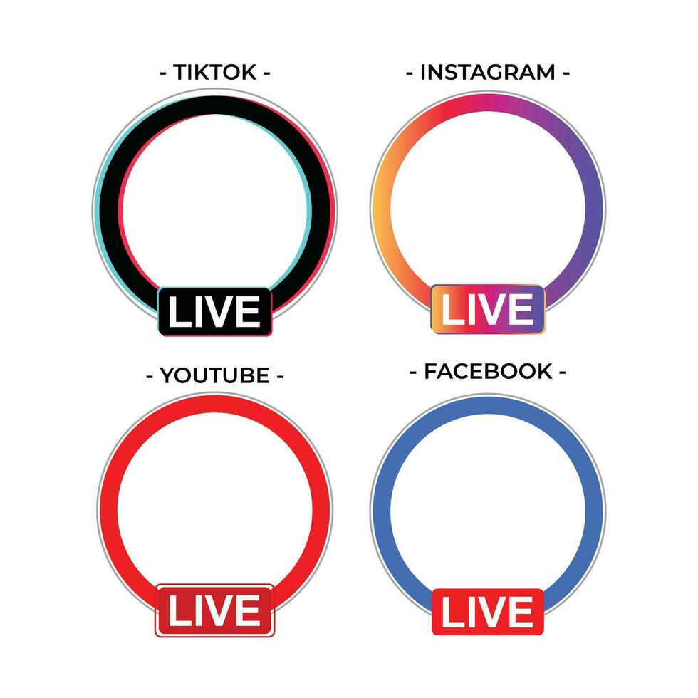 Social Media Live Streaming Icons Pack Design Template vector