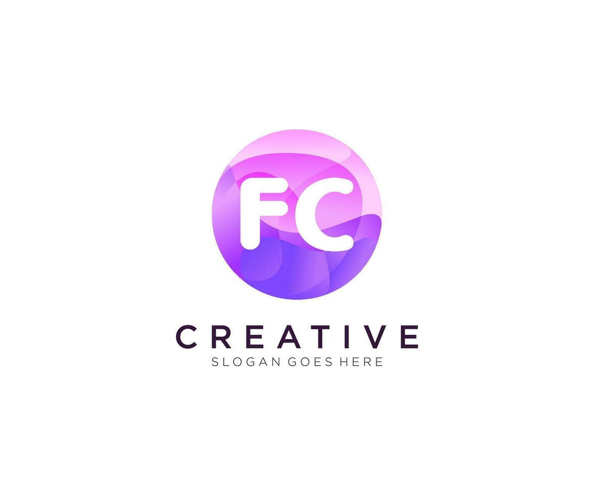 FC initial logo With Colorful Circle template vector. vector