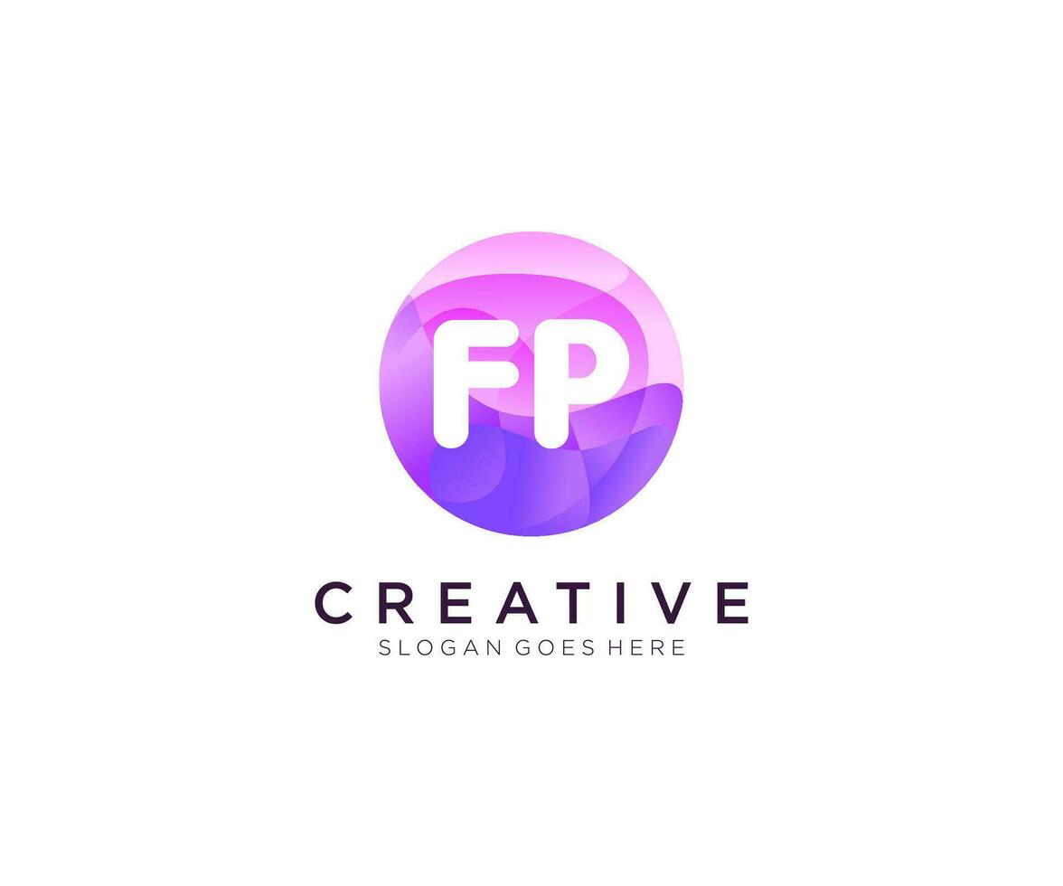 FP initial logo With Colorful Circle template vector. vector