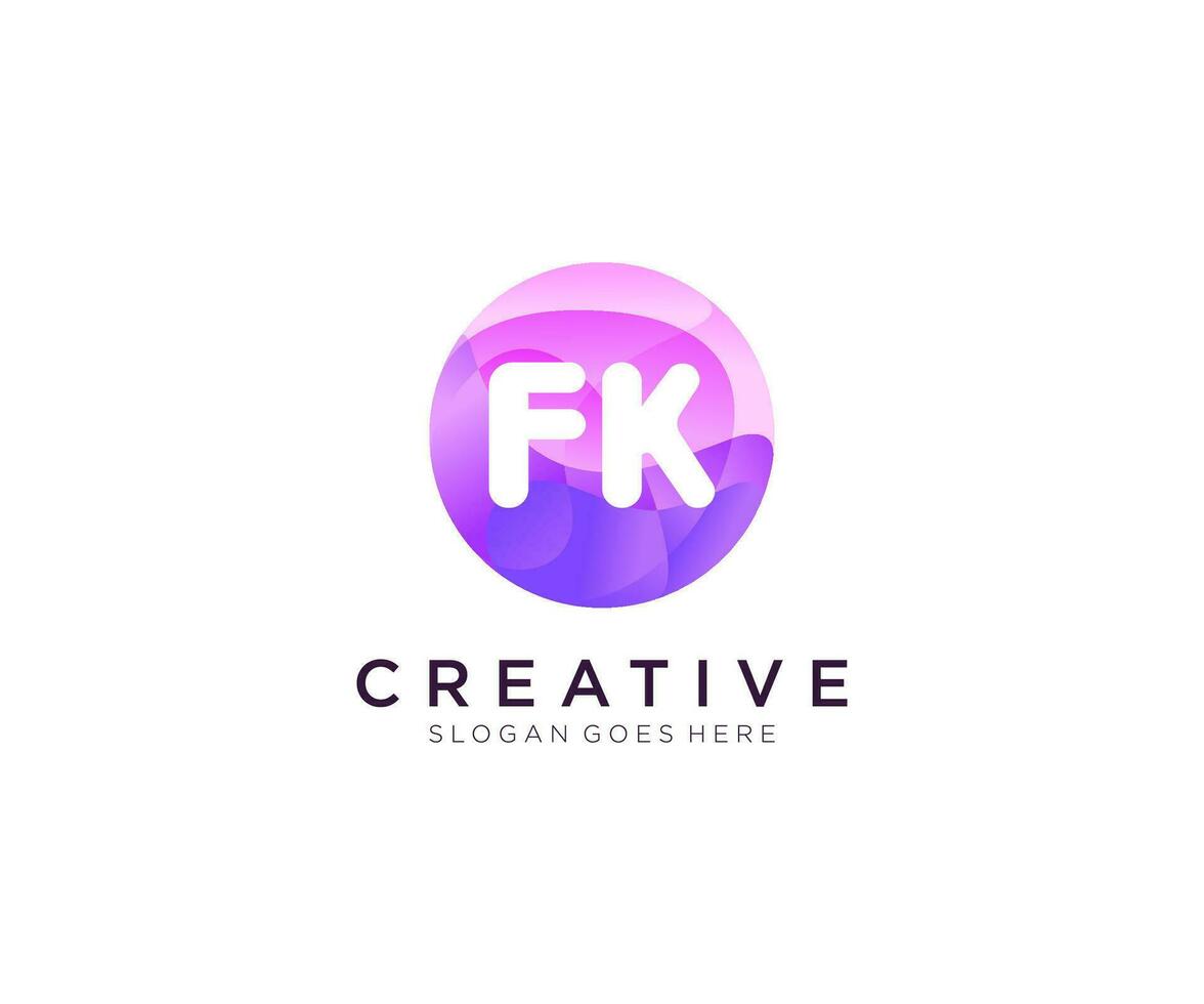 FK initial logo With Colorful Circle template vector. vector
