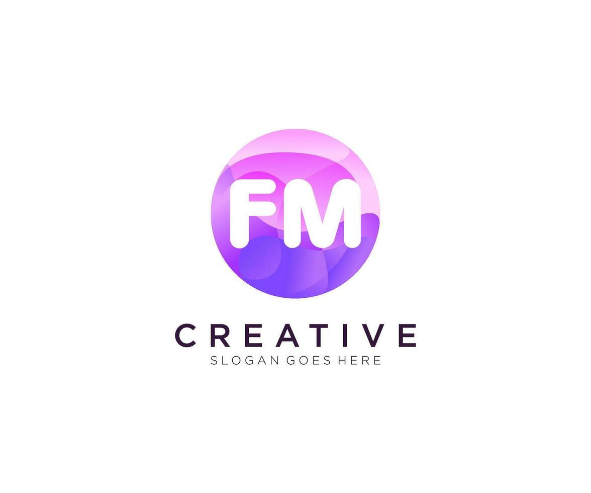 FM initial logo With Colorful Circle template vector. vector