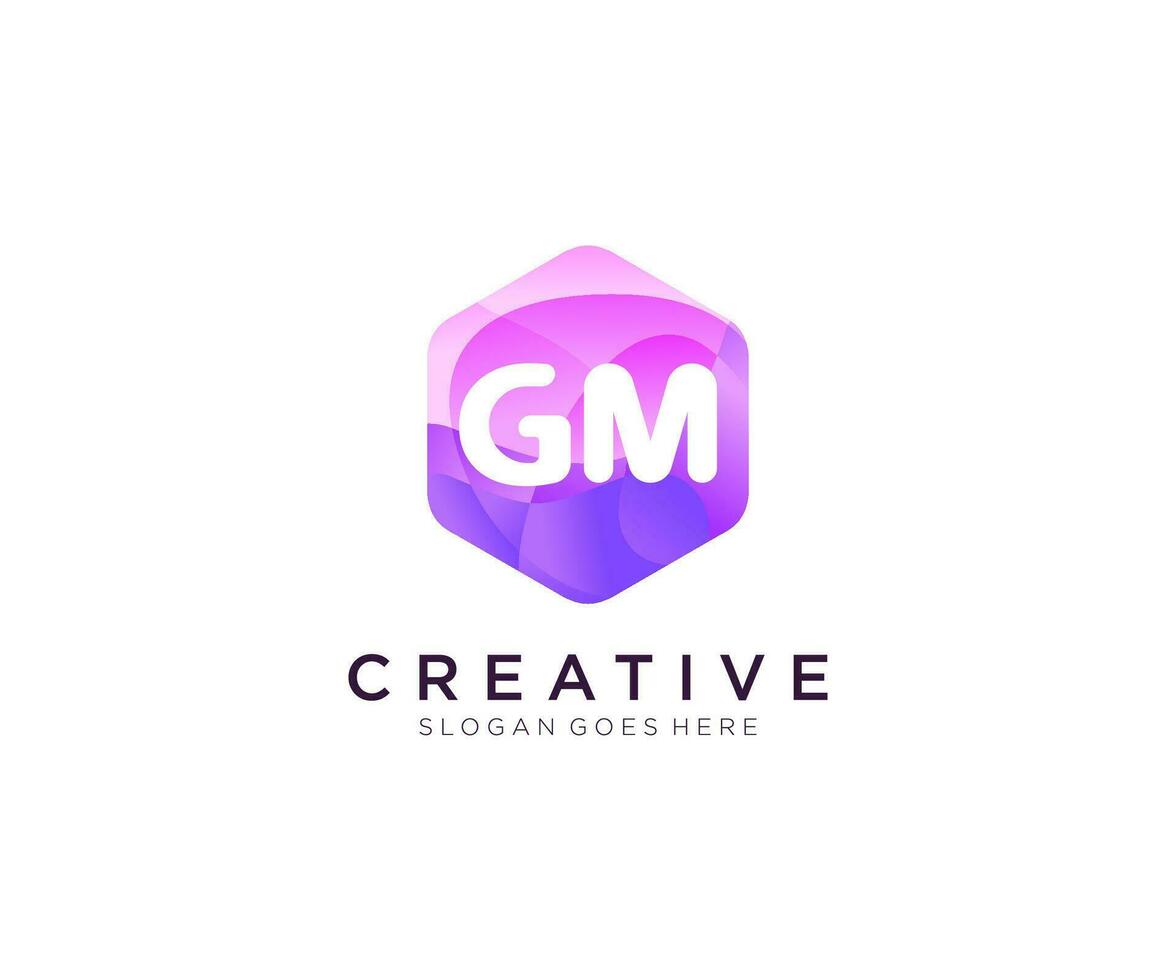 GM initial logo With Colorful Hexagon Modern Business Alphabet Logo template vector. vector