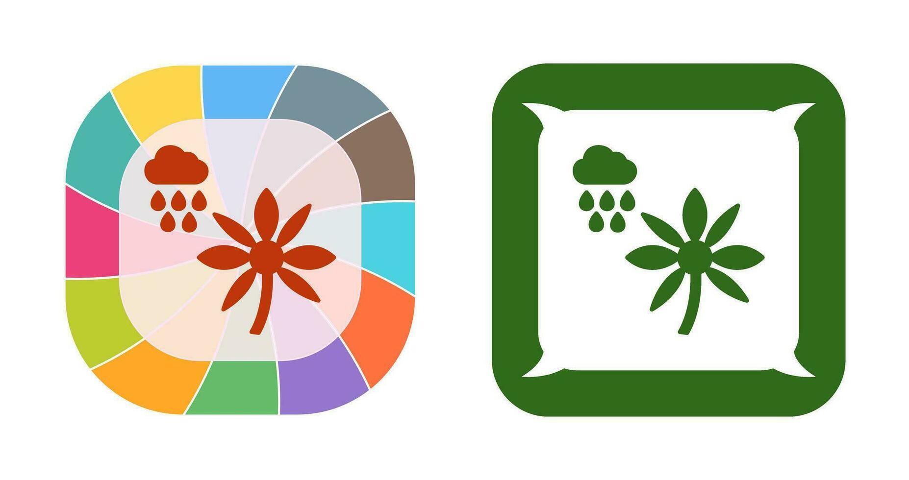 Flower with rain Vector Icon